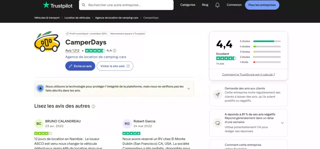 Avis CamperDays : que disent réellement les clients ?